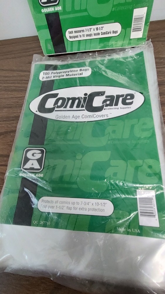 100 GA Comicare Comic Bags Polypropylene and 50 Comic Backing Boards