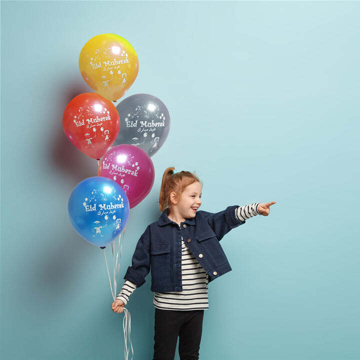Eid Mubarak Latex Balloons (Assorted Metallic Colors)