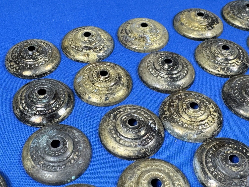21 Vintage Brass Ring Pulls w/ Brass Escutcheons ~ 1 1/16" Diameter Ring