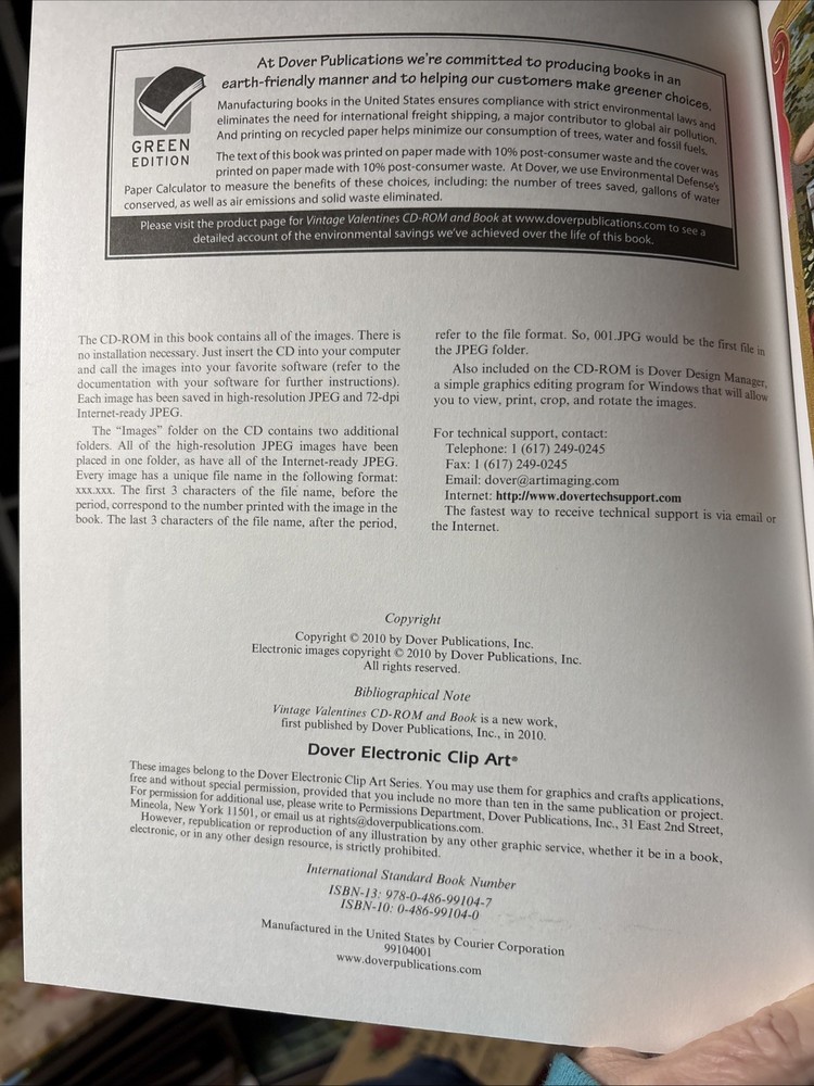 Vintage Valentines CD ROM & Book By Dover