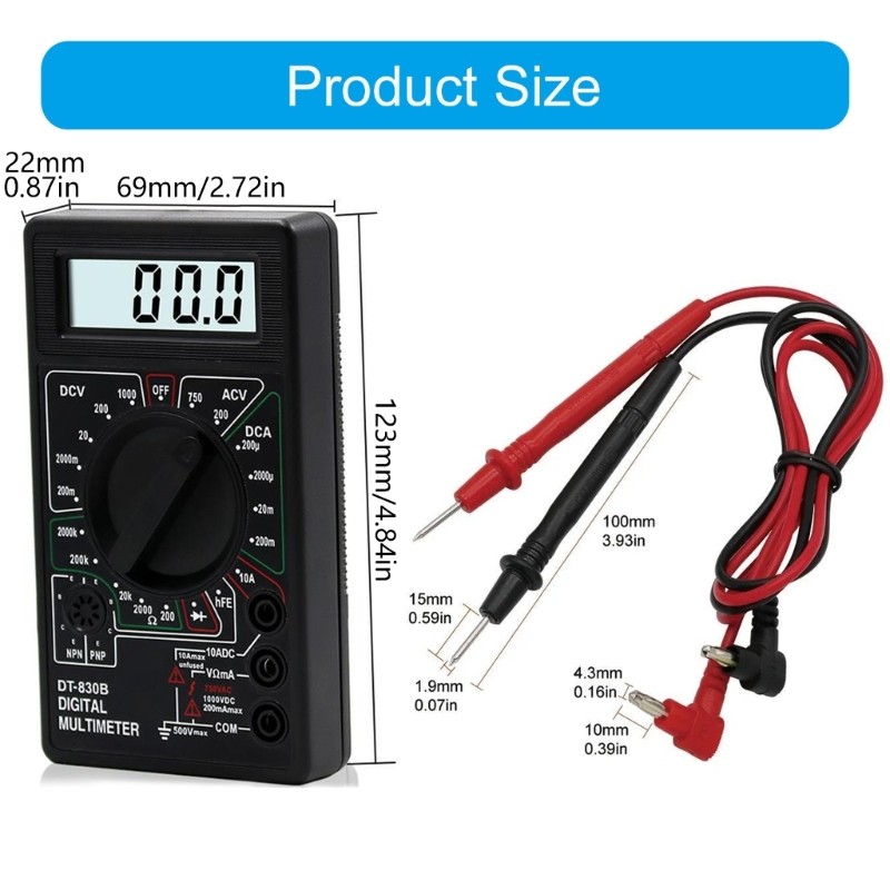 Lightweight Digital Multimeter Clear LCD Display for DIY Projects & Field Work