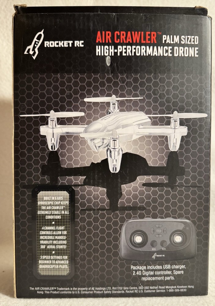 ROCKET RC AIR CRAWLER PALM SIZED HIGH PERFORMANCE DRONE RED-BOX HAS SOME DAMAGE
