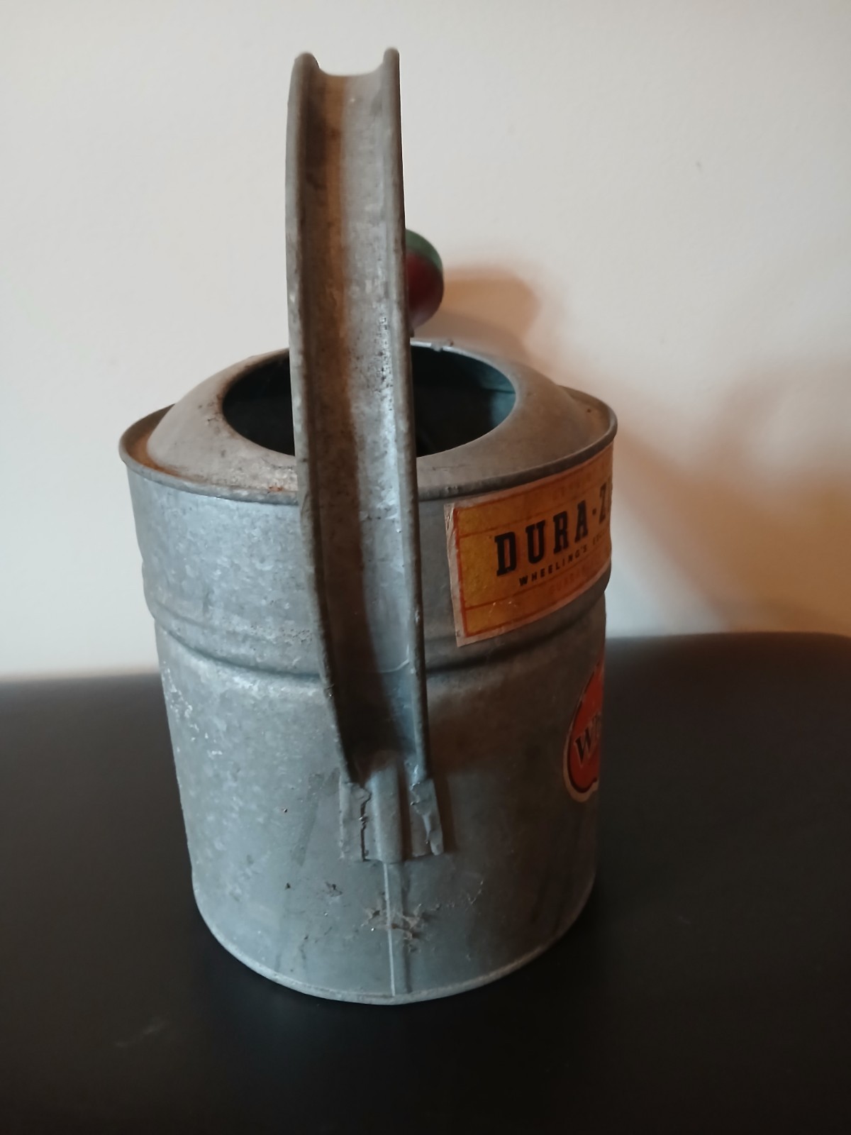 Vintage Wheeling 6 Qt Galvanized Watering Can with Sprinkler Head