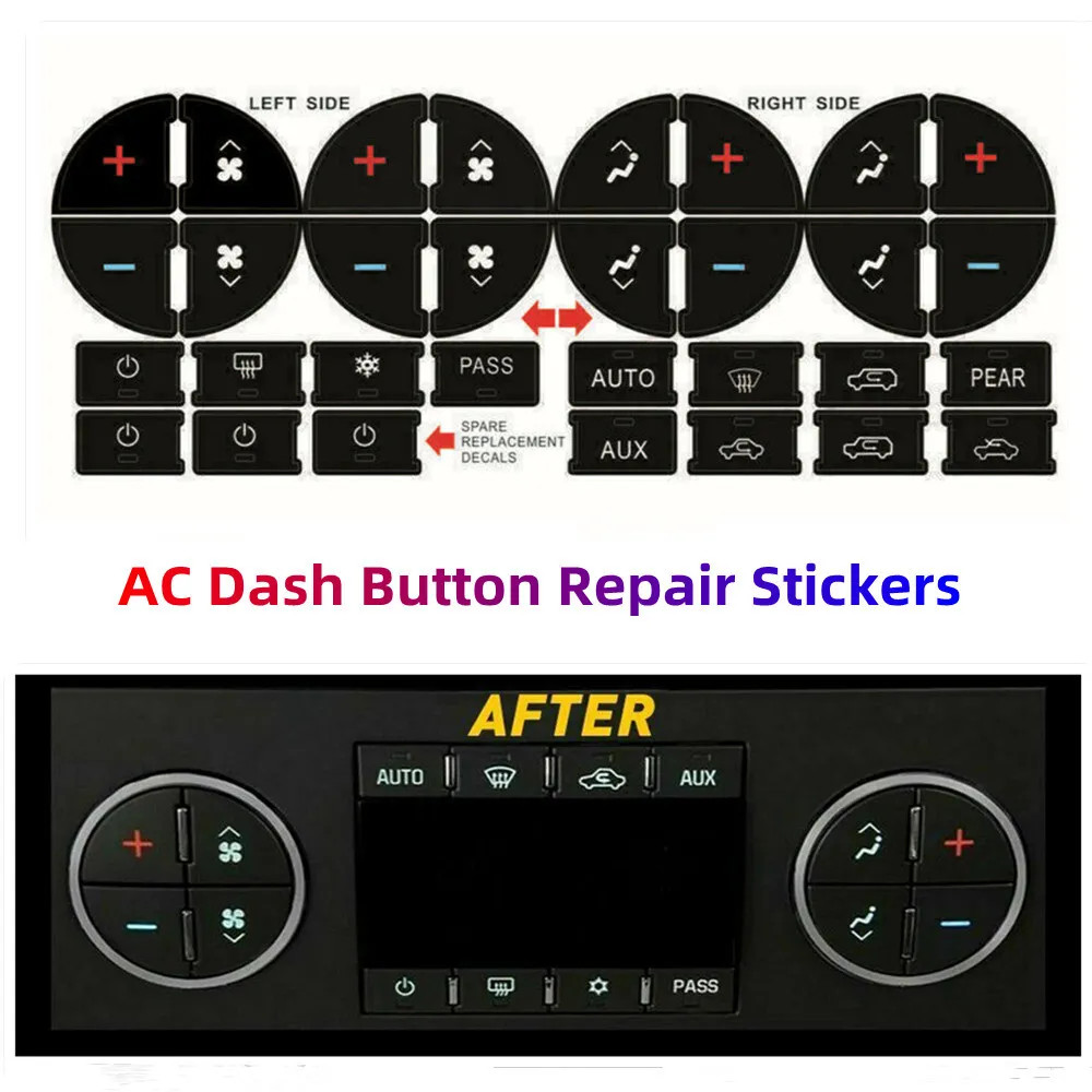 2x AC Dash Button Repair Kit Dual Climate Control Decal Sticker For GM SUV Truck