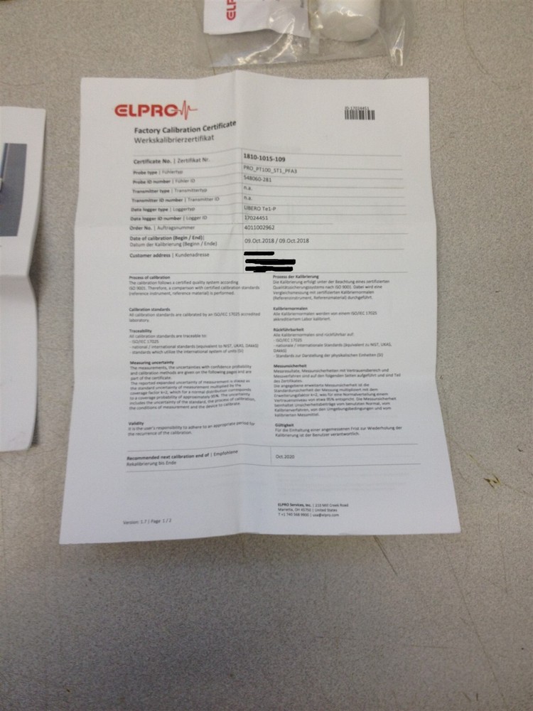 Elpro Libero Te1-P Temperature Data Logger