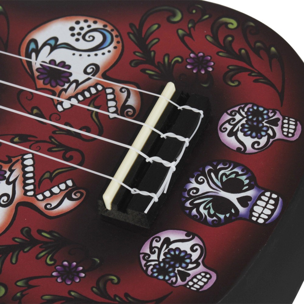 21" Skull Ukulele Solid Wood Four Golden Strings Practice Playing Instruments