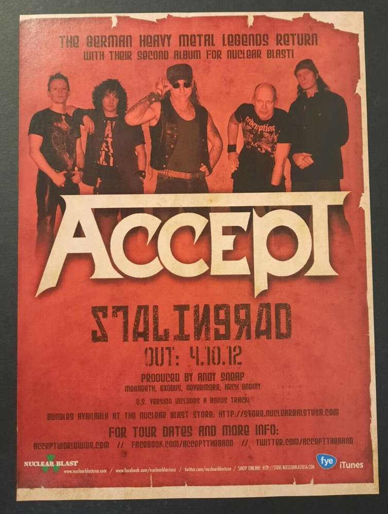 ACCEPT "Stalingrad" German heavy metal ~ Magazine Print/Promo Ad 2012