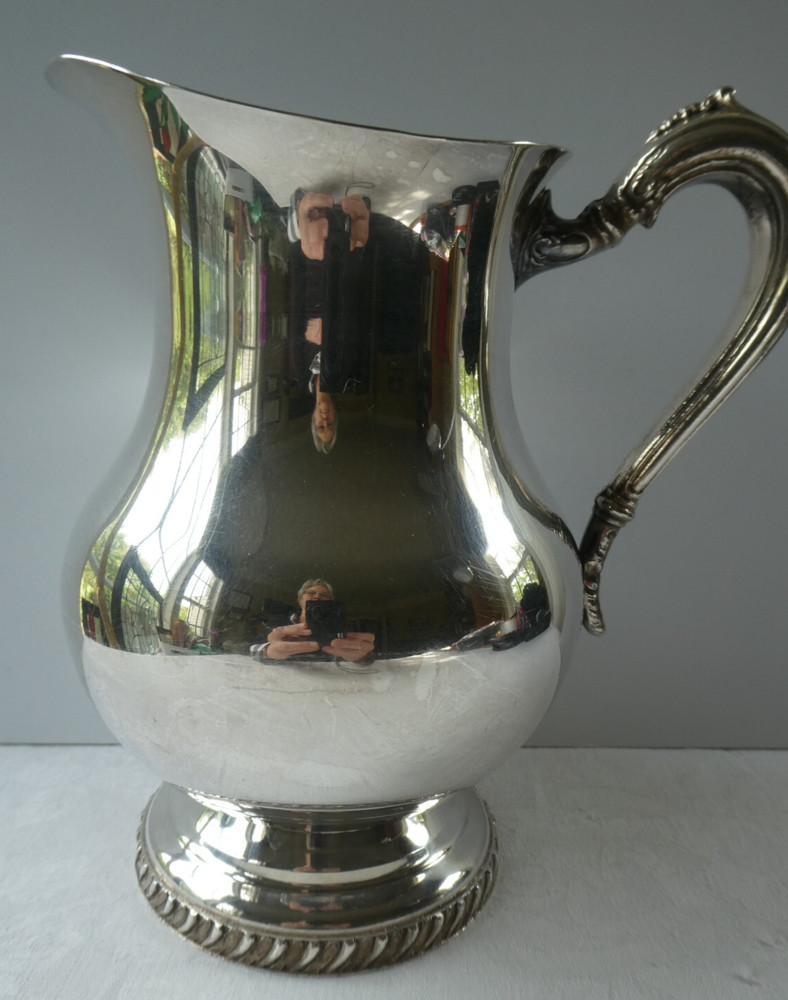 Vintage Silver Plated Water Pitcher SHEETS R.S. Co. 1875 Footed 8" Tall