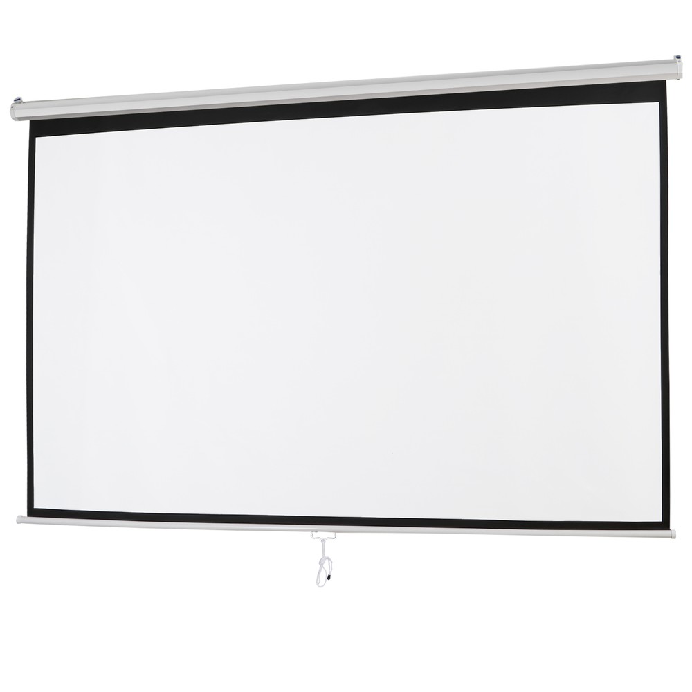 100" Projector Screen Pull Down Manual 16:10 HD Wall Mount Projection Screen