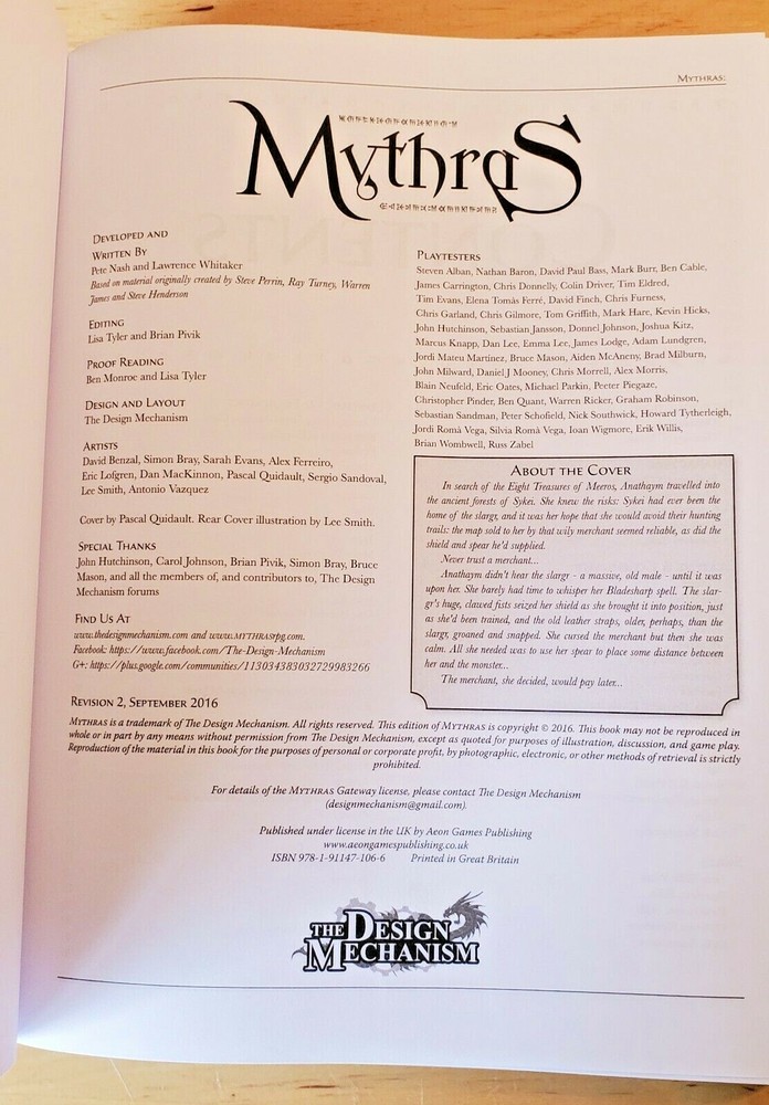 Mythras Core Rules (Aeon printing)