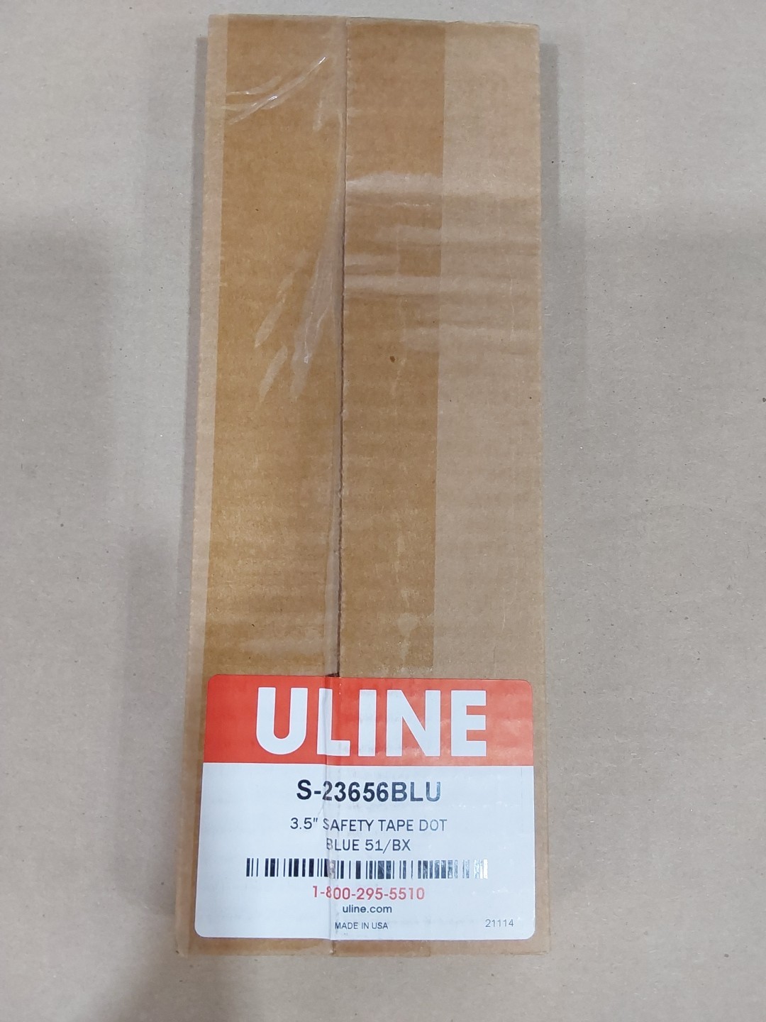 ULINE S-23656BLU 3.5" Safety Tape Dot Blue 51/box