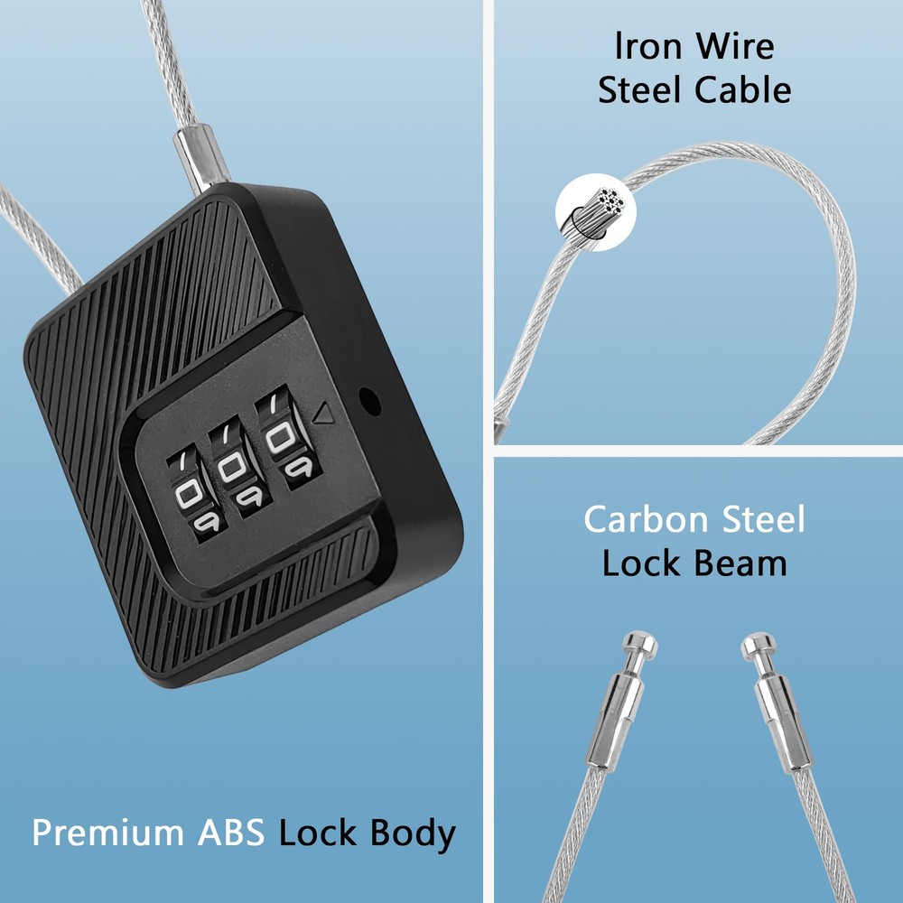 Coipdfty 3 Digit Combination Lock Flexible Steel Cable Waterproof White 2 Pack