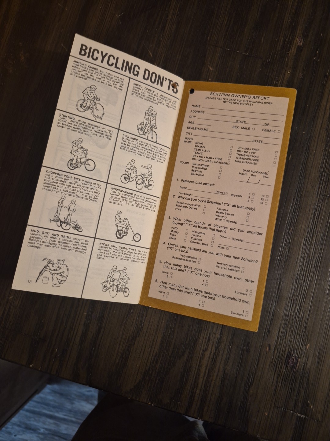 Vintage 1983 Schwinn Bmx Bicycle Owners Manual Predator Atari The Sting Team 24