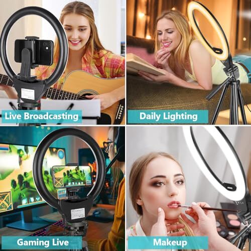 Sensyne 10'' Ring Light with 50'' Extendable Tripod Stand, LED Circle Lights