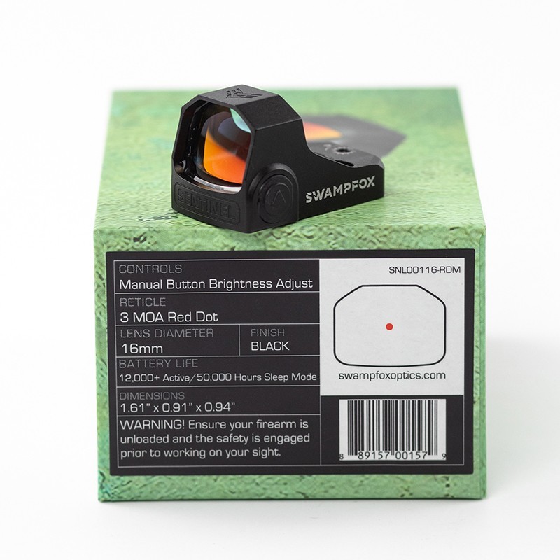 SWAMPFOX Sentinel Red/Green DOT Sight Auto/Manual Brightness Adjust RMSc 3 MOA
