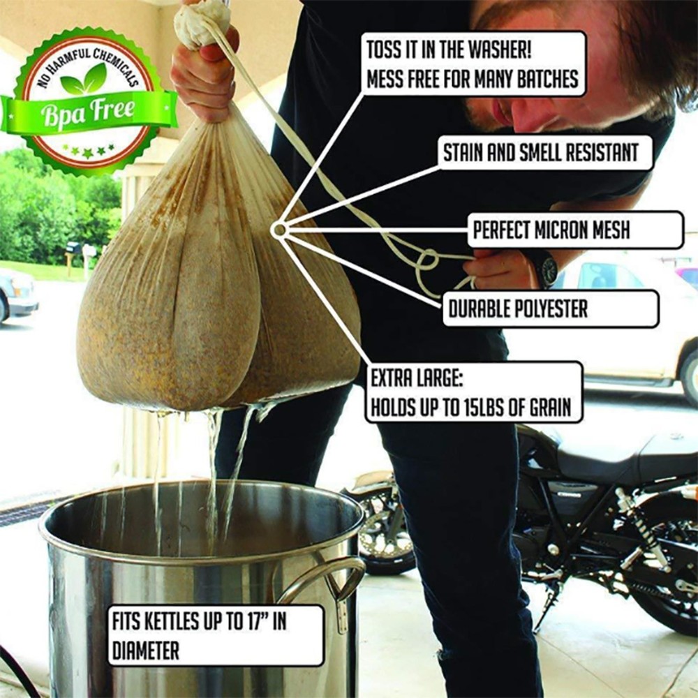 Extra Large Drawstring Filter Mesh Cloth Bag For Beer Fruit Cider Grape Brewing