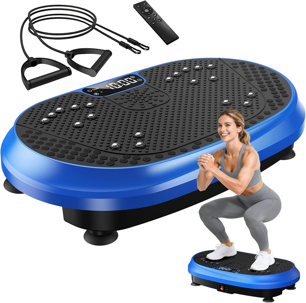 Vibration Plate Exercise Machine Full Body Shaker w/ Bluetooth Blue