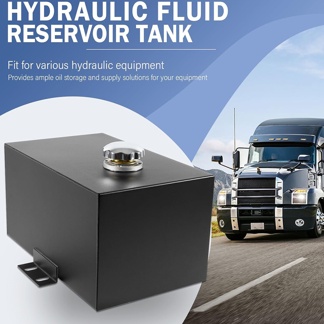 5 Gallon 14 Gauge Steel Hydraulic Fluid Reservoir Tank 1.5" Inlet 0.75" Outlet