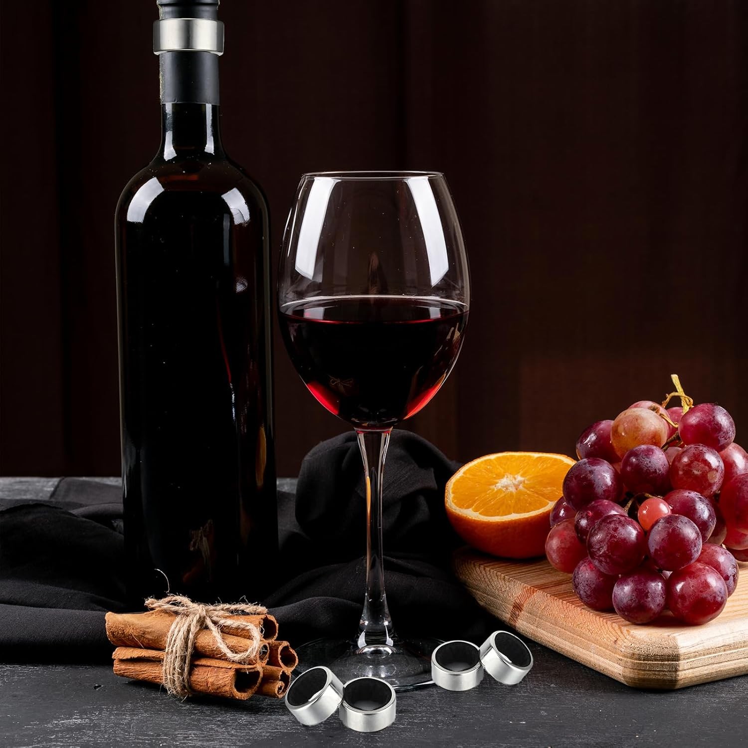 4 Pack Wine Bottle Drip Rings Stainless Steel with Felt Liners Reusable Stopper