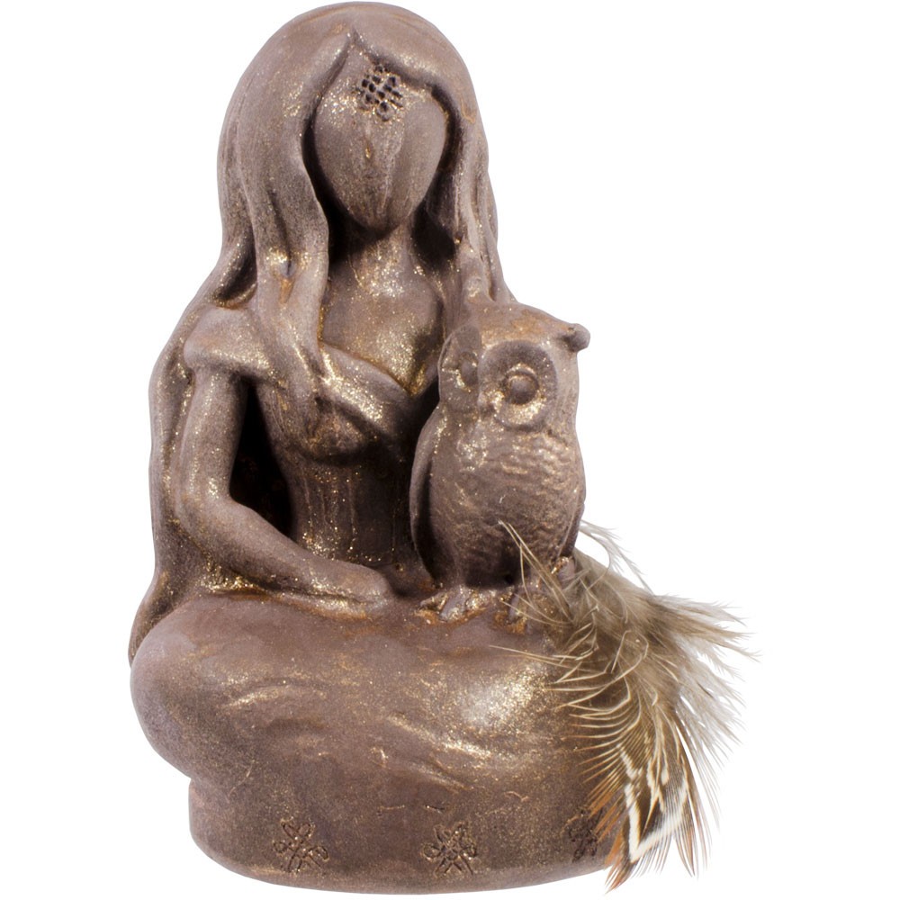 Goddess Athena with Owl Rustic Figurine Statuette!