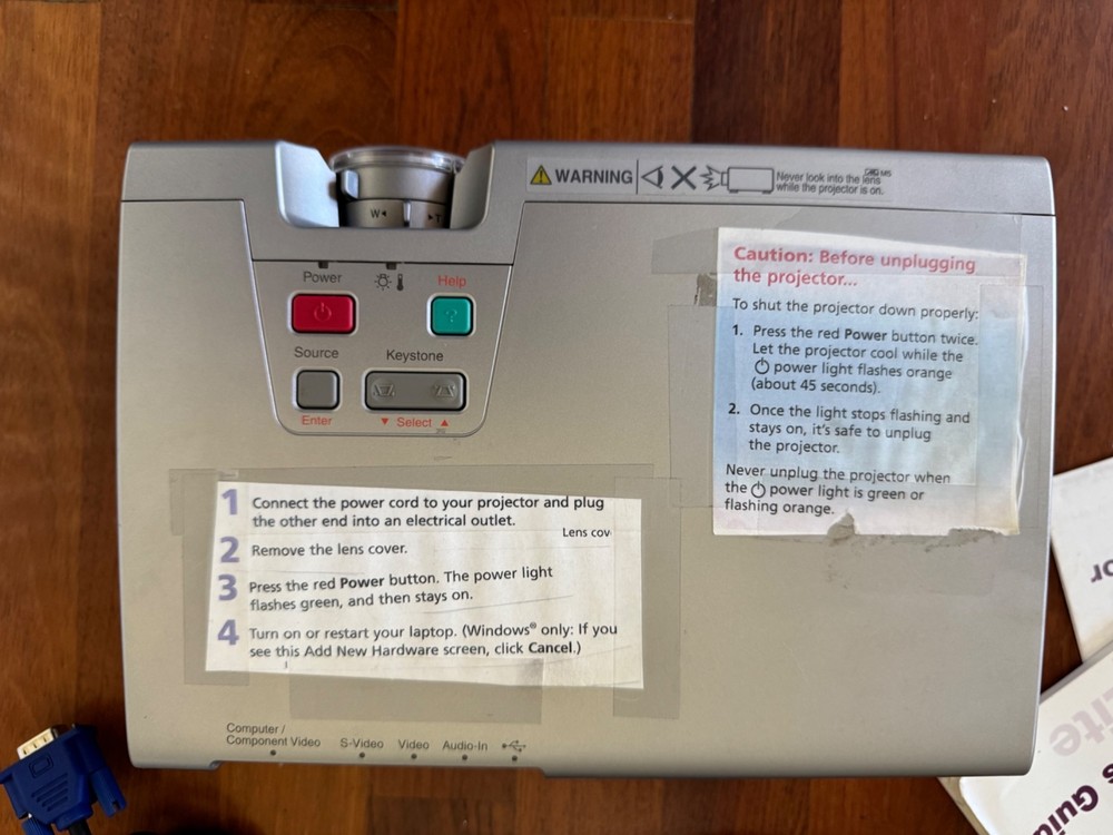 Epson PowerLite 730c LCD Projector with Case, Cables, and Remote Control