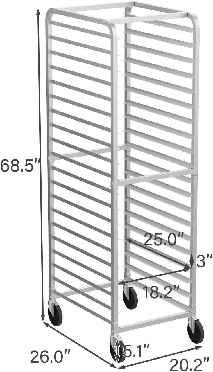 20-Tier Bun Pan Rack, Commercial Grade Aluminum Frame, Holds 20 Full Size Pans