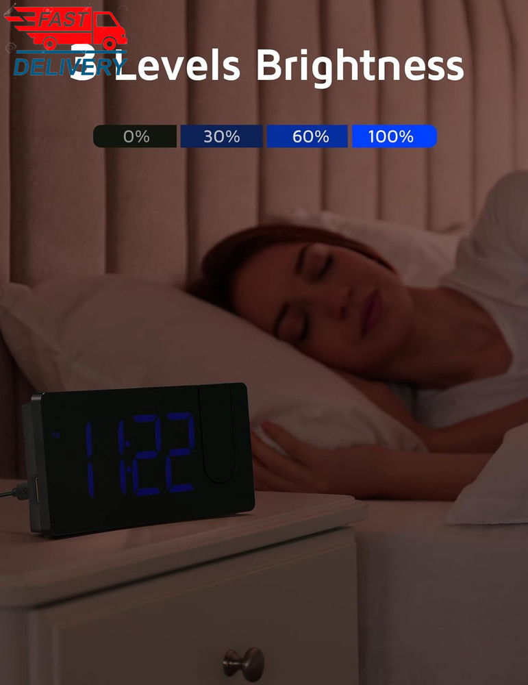 Projection Alarm Clock, Digital Clock with 180° Rotatable Projector 👌✌️