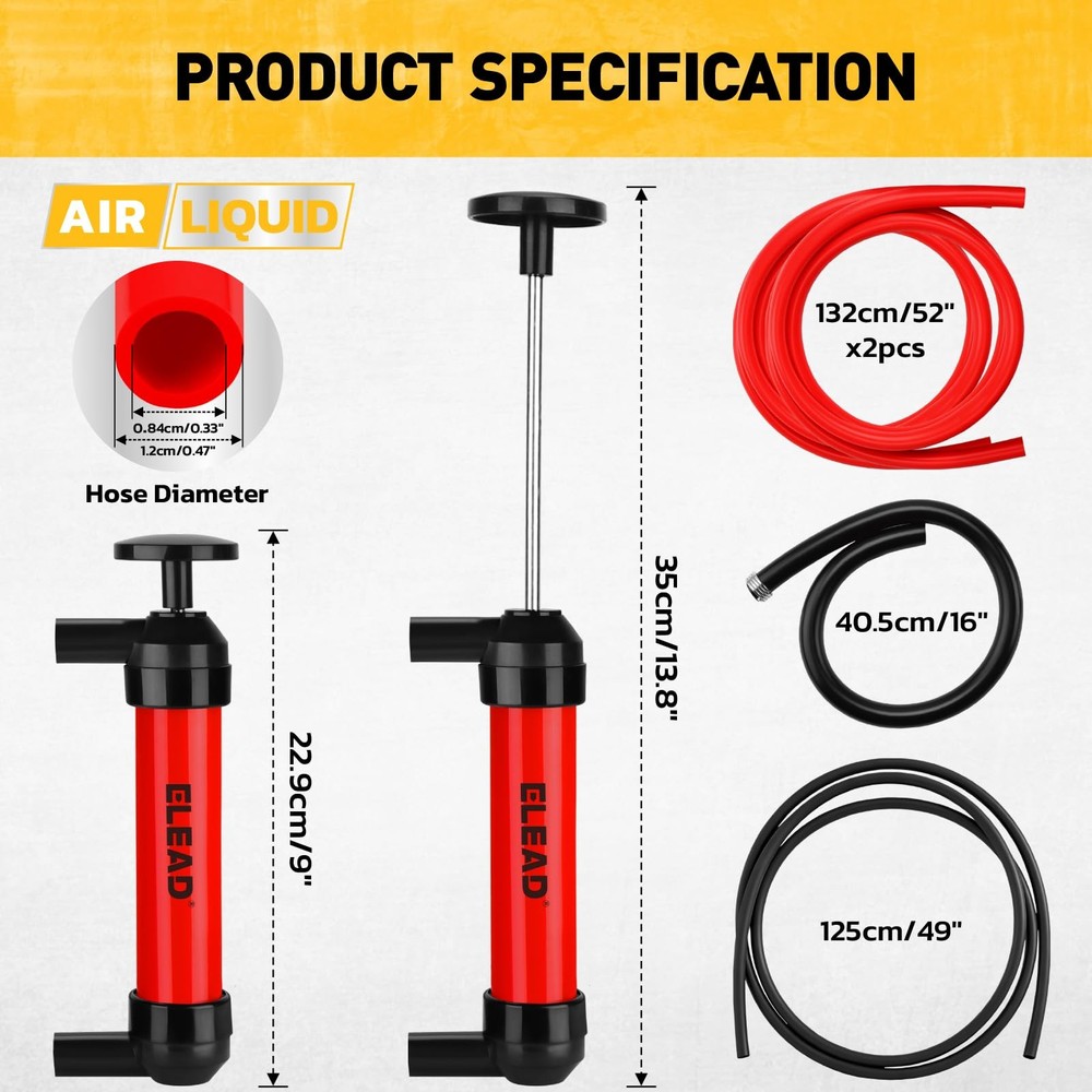 Fluid Transfer Siphon Pump for Gasoline, Multi-Use Liquid Pump,...