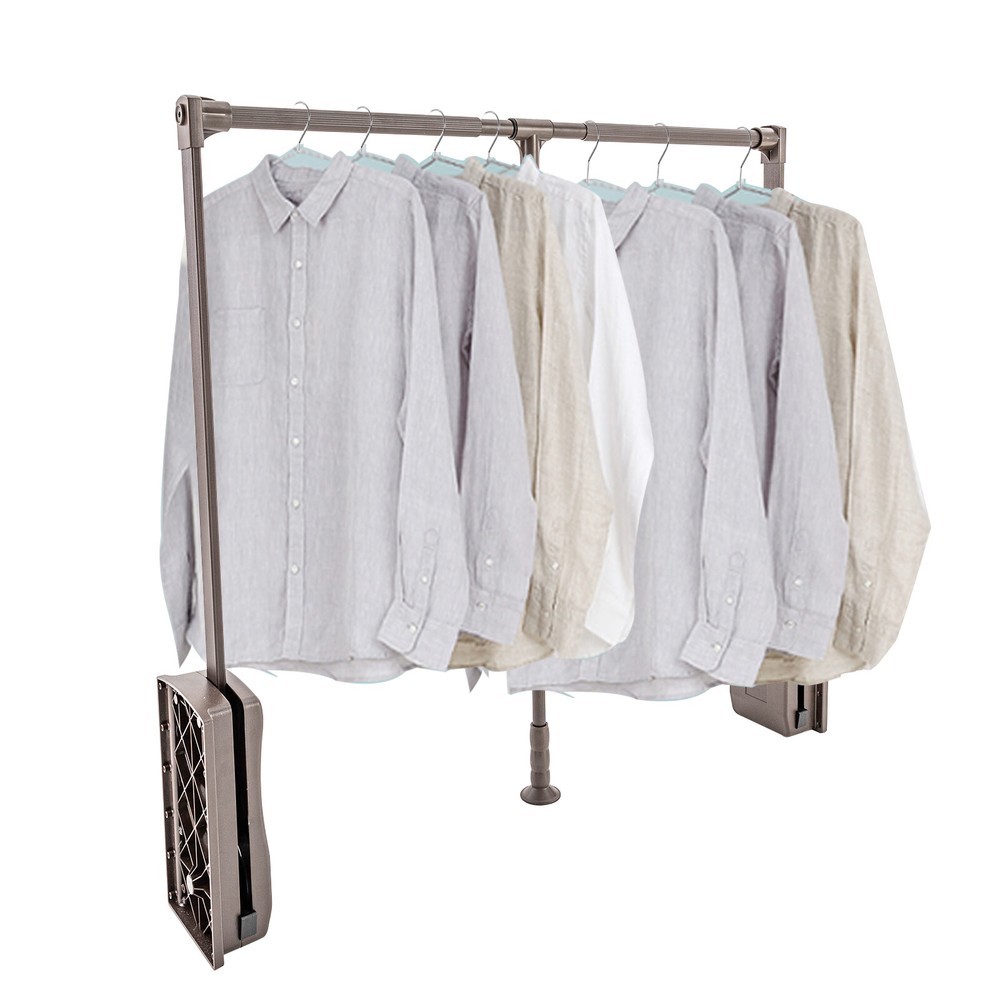 55Lbs Pull Down Clothes Hanger Garment Rack Closet-Mounted Adjustable Length