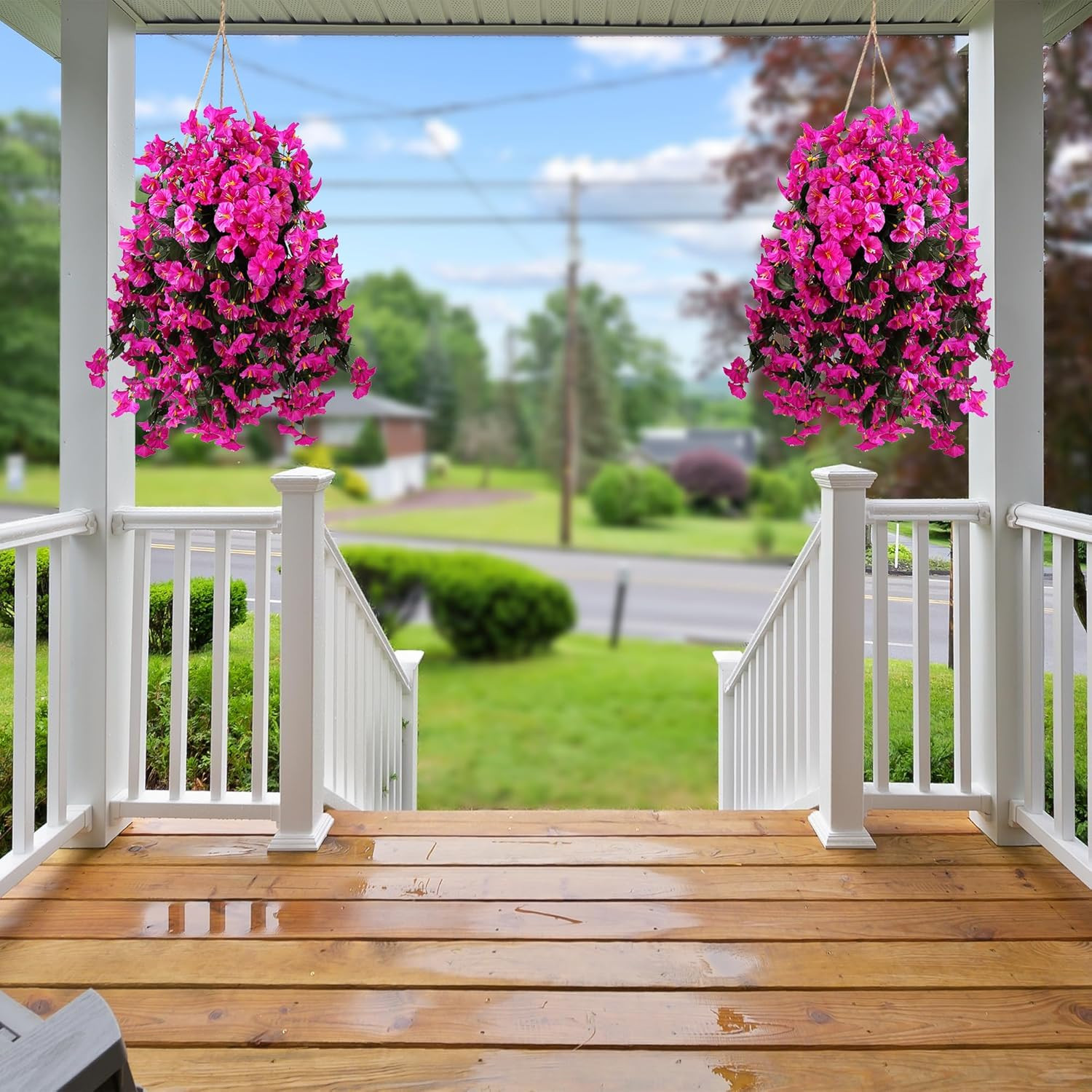 Artificial Fake Hanging Flowers Plants for Outdoor Outside Spring Summer Decorat