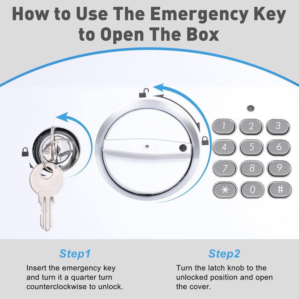 KYODOLED Safe Box with Digital Keypad Lock, Lock Box with Code for Personal I...