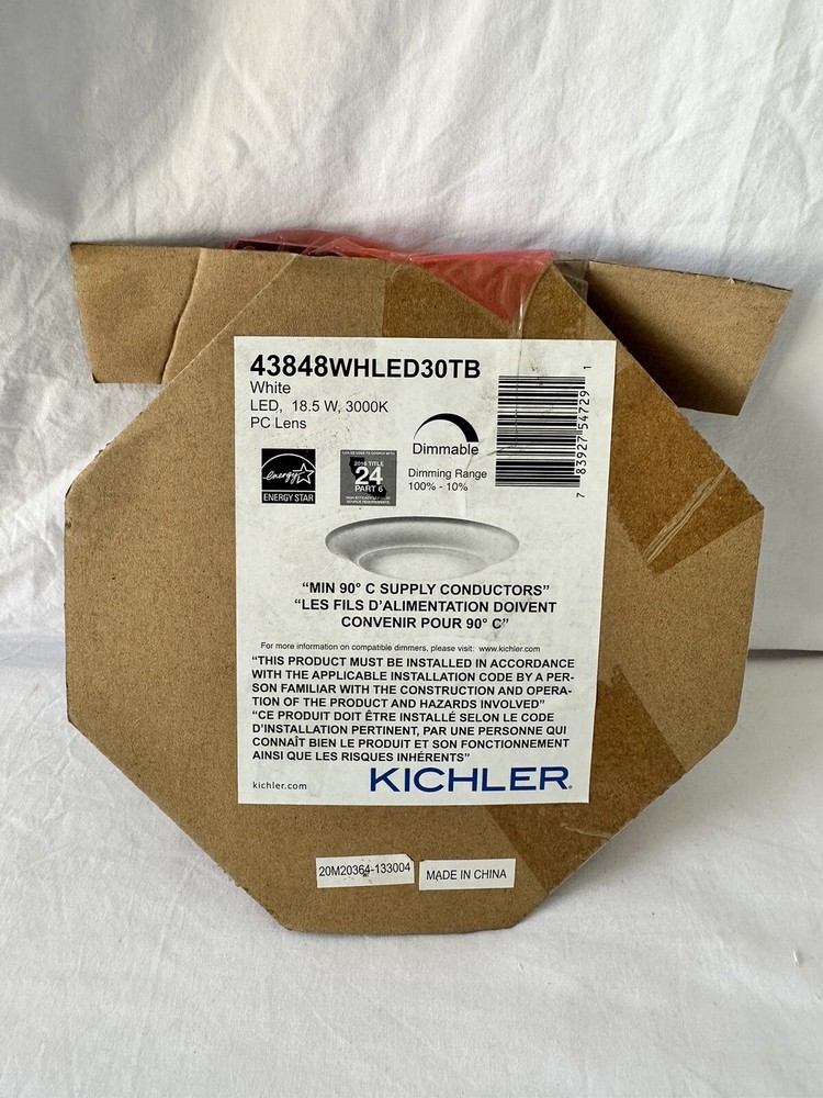 Gen 2 White Downlight, Dimmable,  3000K, Kichler, New