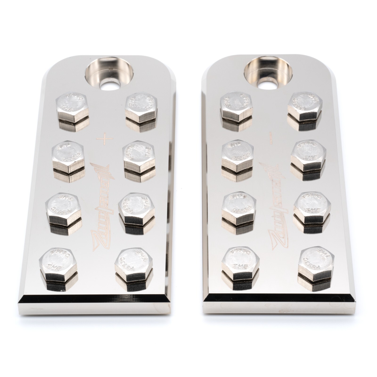 Pair ILL Customz 8 Spot Flat Lug Style Battery Terminal Blocks BOLT USE ONLY