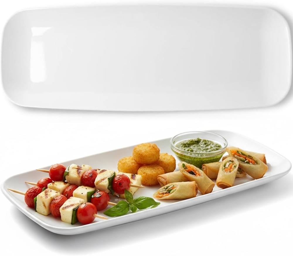 Rectangle White Serving Tray (2-Pack) - 17.5" Disposable Serving Platter