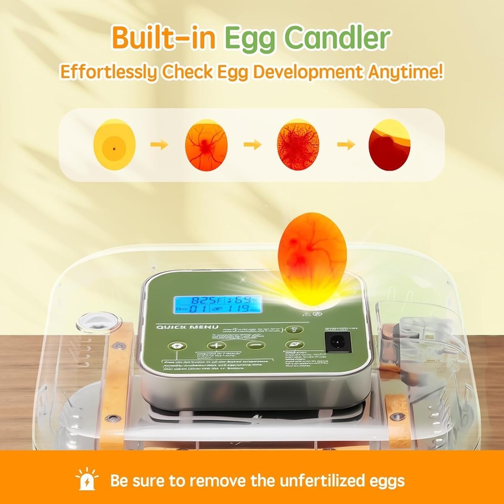 Incubator for Hatching Eggs Automatic Humidity and Temperature Control 12 Egg...
