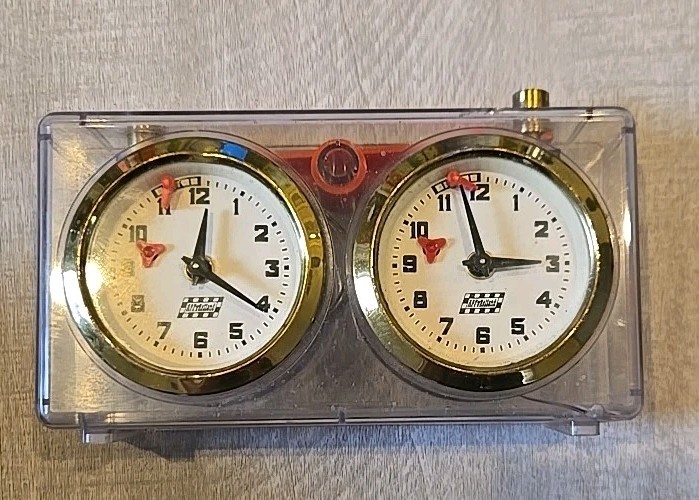 Vintage APFY ROLLAND Chess Clock Analog Mechanical Timer Clear Acrylic