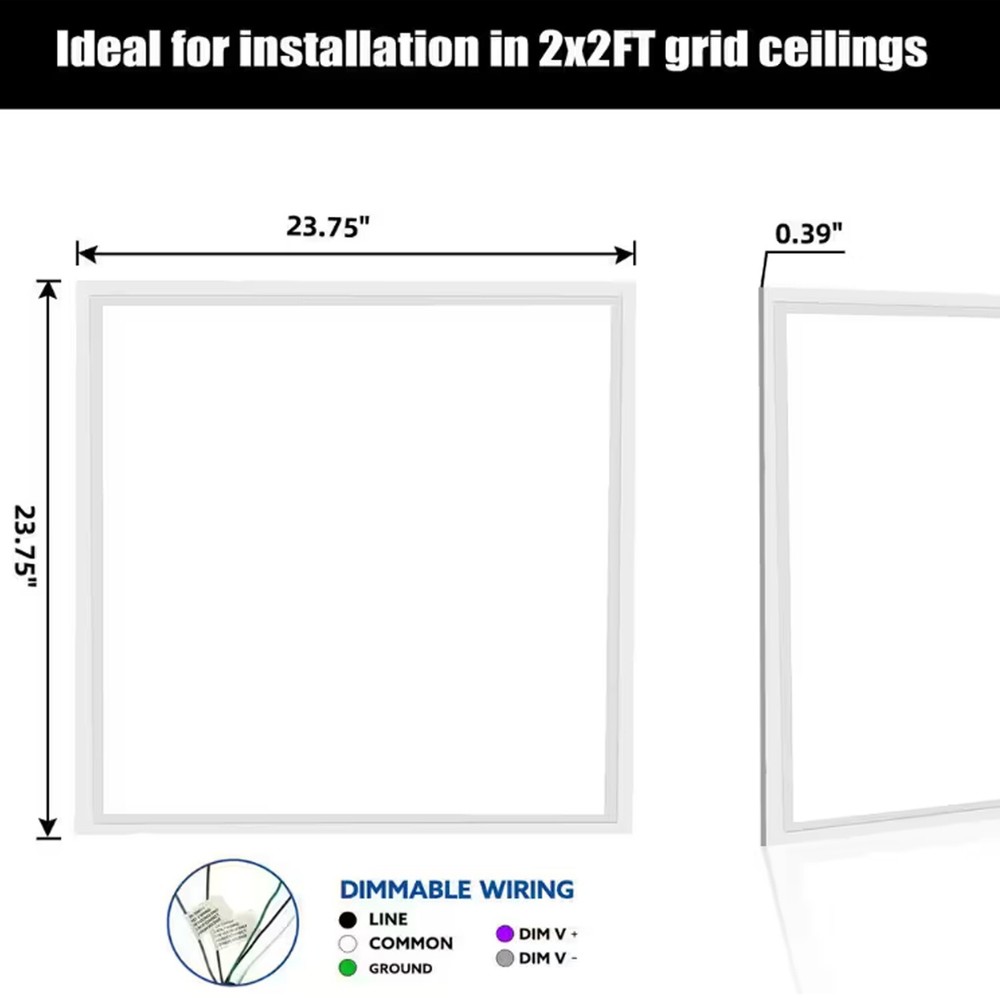 4 Pack 2x2FT LED Flat Panel Light 48W Drop Ceiling Commercial Office Home Lights