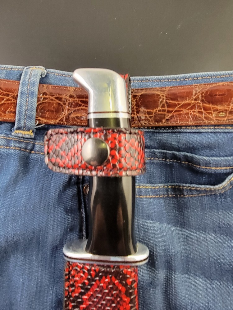 Buck Knives 119 Sheath Right Pull with Authentic FAUX RED PYTHON SKIN leather