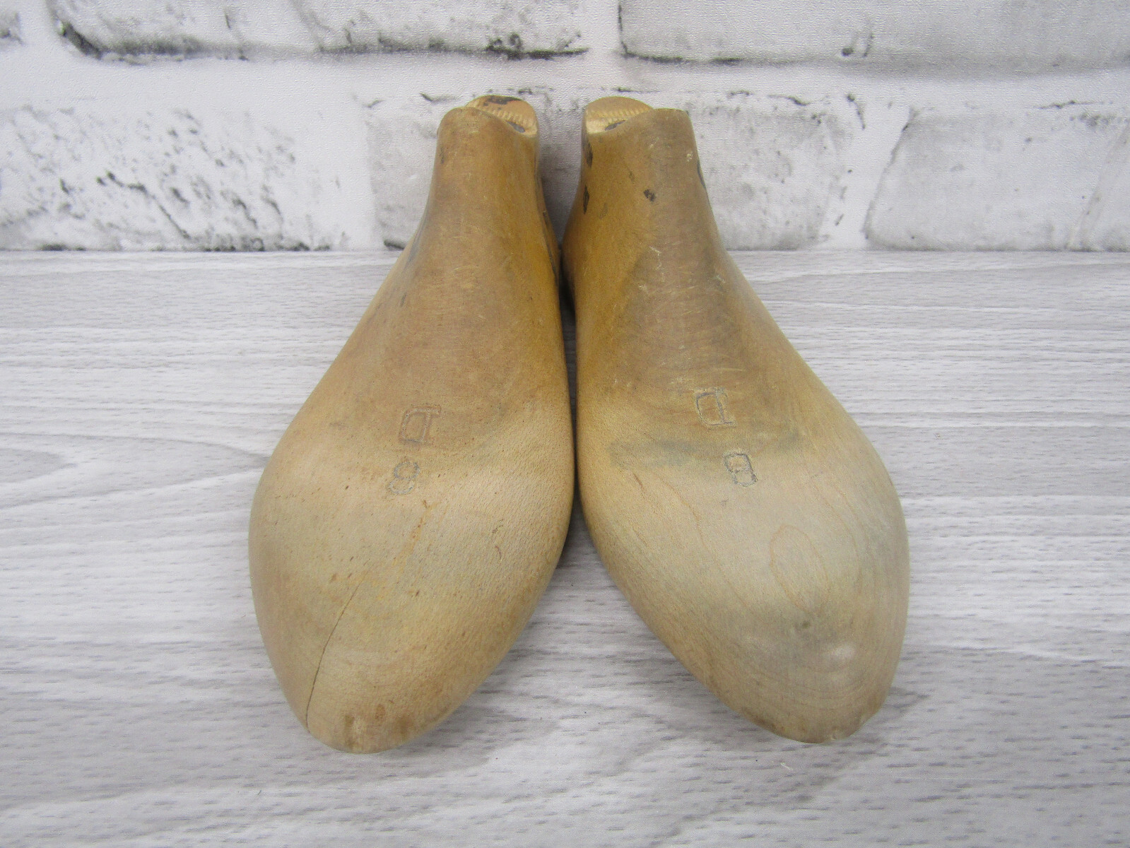Vtg Childrens Wood Wooden 1 Pair SIZE 8 D Pointed Toe Shoe Lasts Molds Cobbler