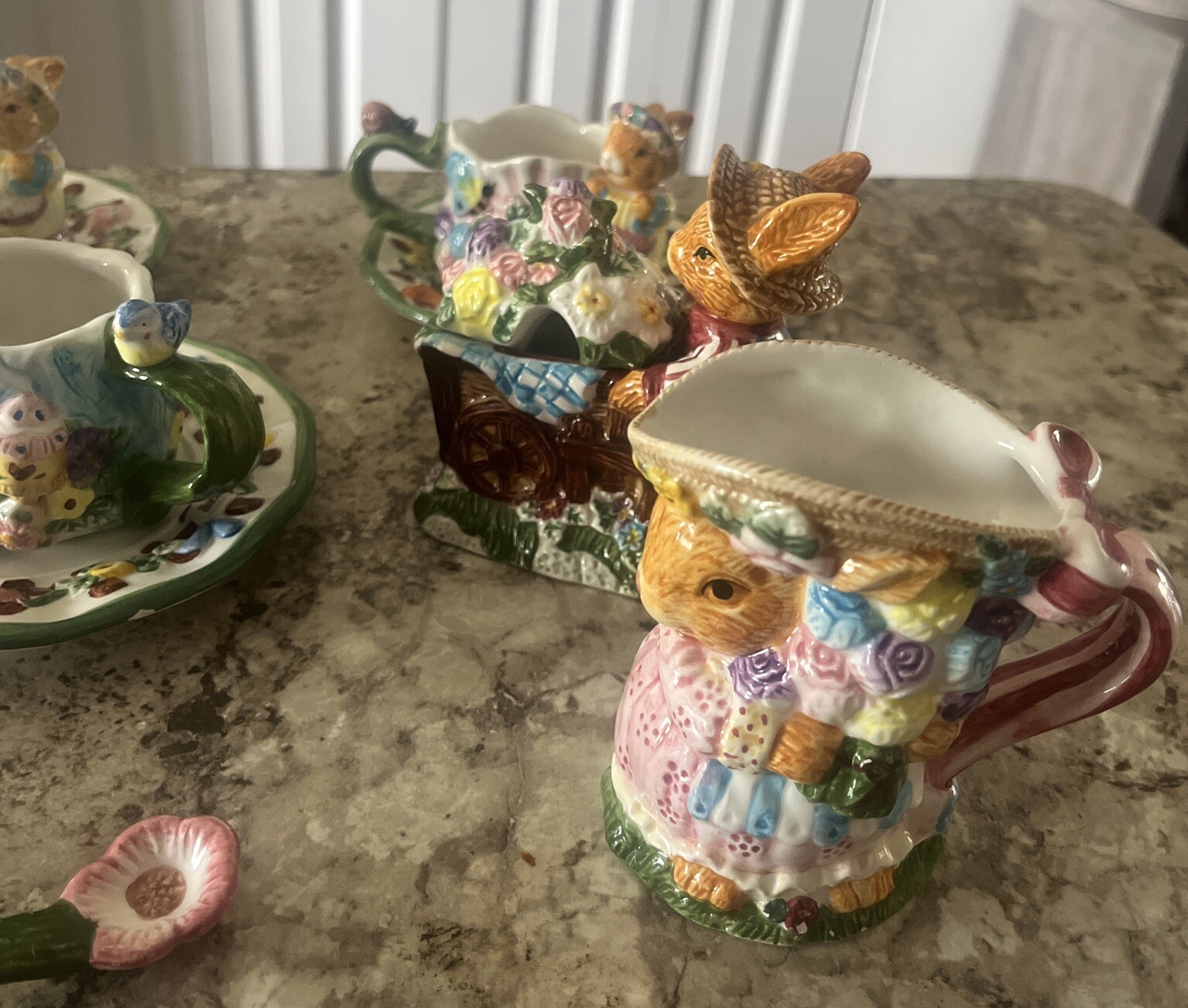 1999 Mercuries Garden Party Springtime Easter Bunny Tea Party 15 Piece Set VTG