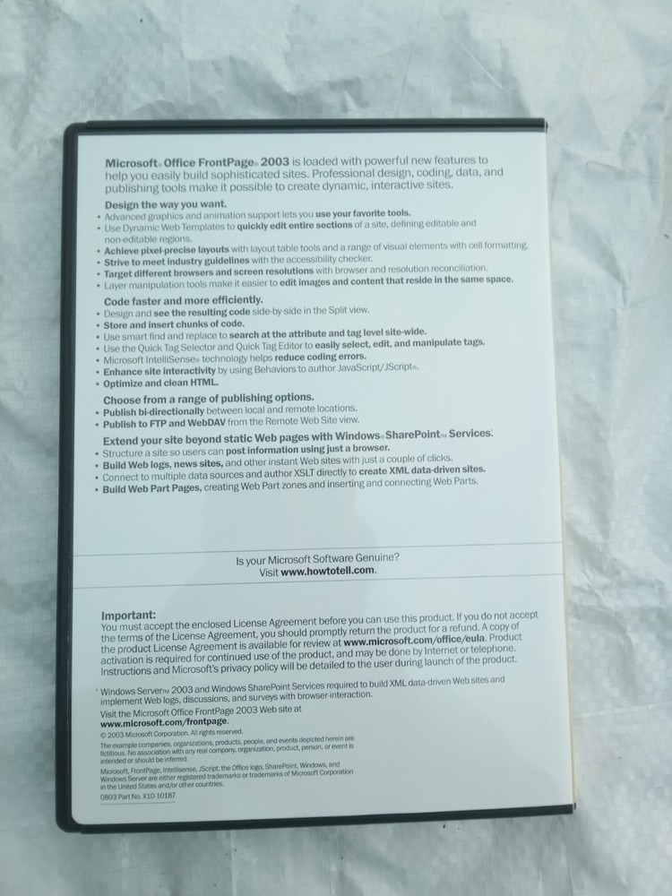 Microsoft Office FrontPage 2003 Upgrade Software CD for Windows w/ Product Key