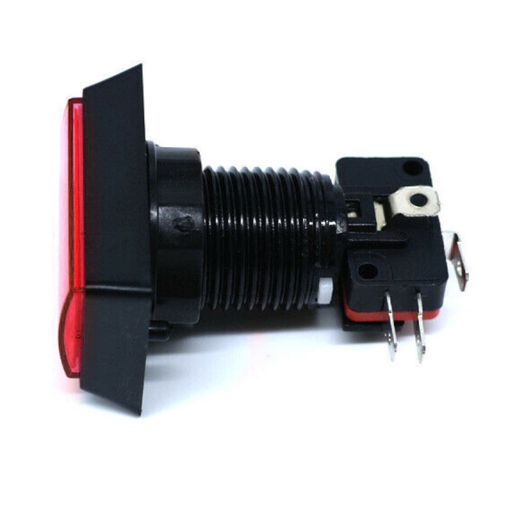 Red Arcade Square Rectangle Buttons LED Push Illumilated With Microswitch