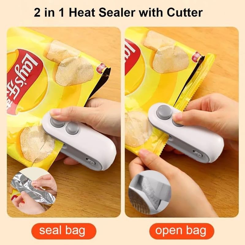Mini 2-in-1 Snack Heat Sealer, Cutting Portable Food Sealer for Snack Sealing
