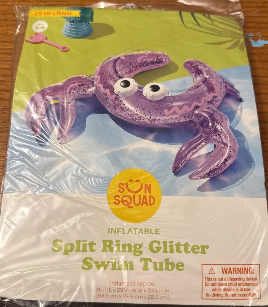 Sun Squad Split Ring Crab Float PVC Pool Toy Purple Ages 3+