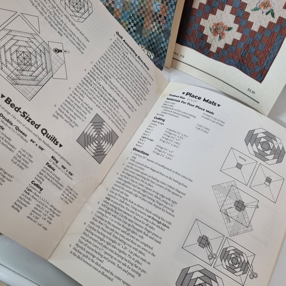 Lot 4 Quilt Book Pattern Instruction Pineapple Log Cabin Irish Chain Nine Patch