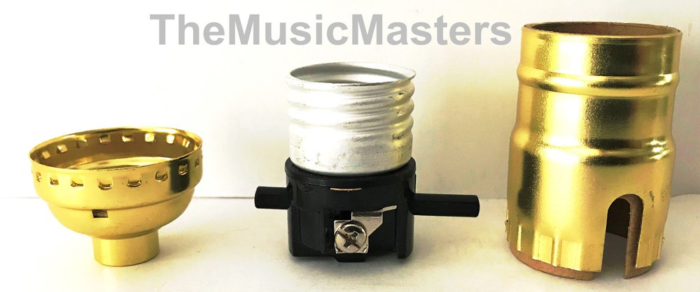 Brass Plated Push-Thru Switch LAMP SOCKET Standard E26/27 Light Bulb Holder Base