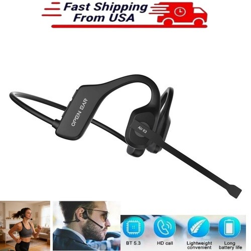 Trucker Bluetooth Headset Open Ear Wireless 5.3 with Noise Cancelling Mic