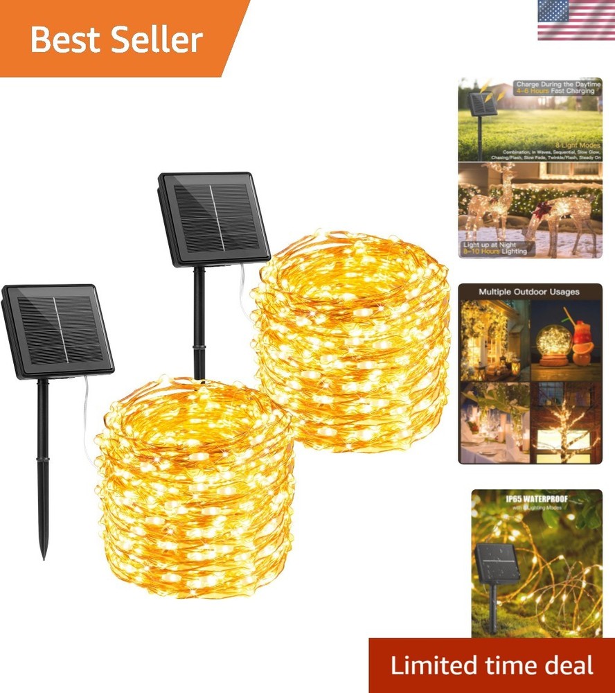 66ft Adjustable Solar String Lights with 8 Lighting Modes - Perfect for Weddings