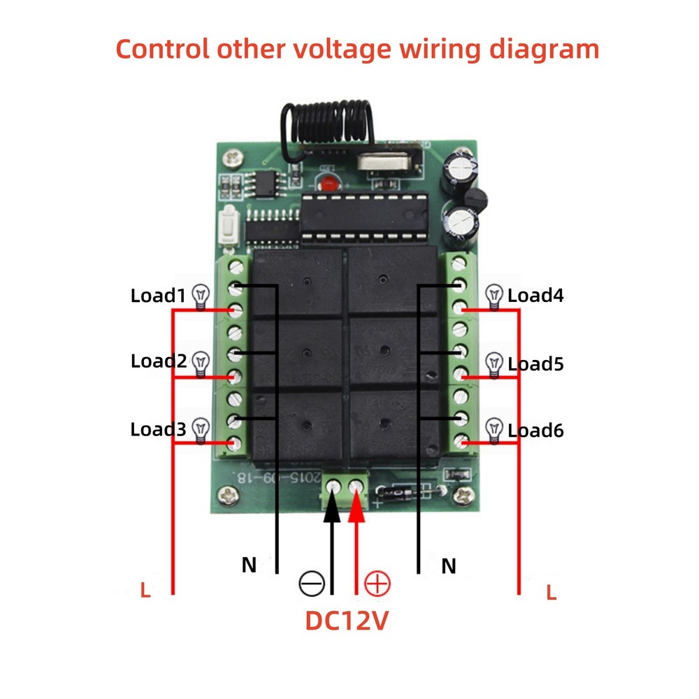 DC12V 6-Channel Relay RF Wireless Remote Control Switch Transmitter Receiver Kit