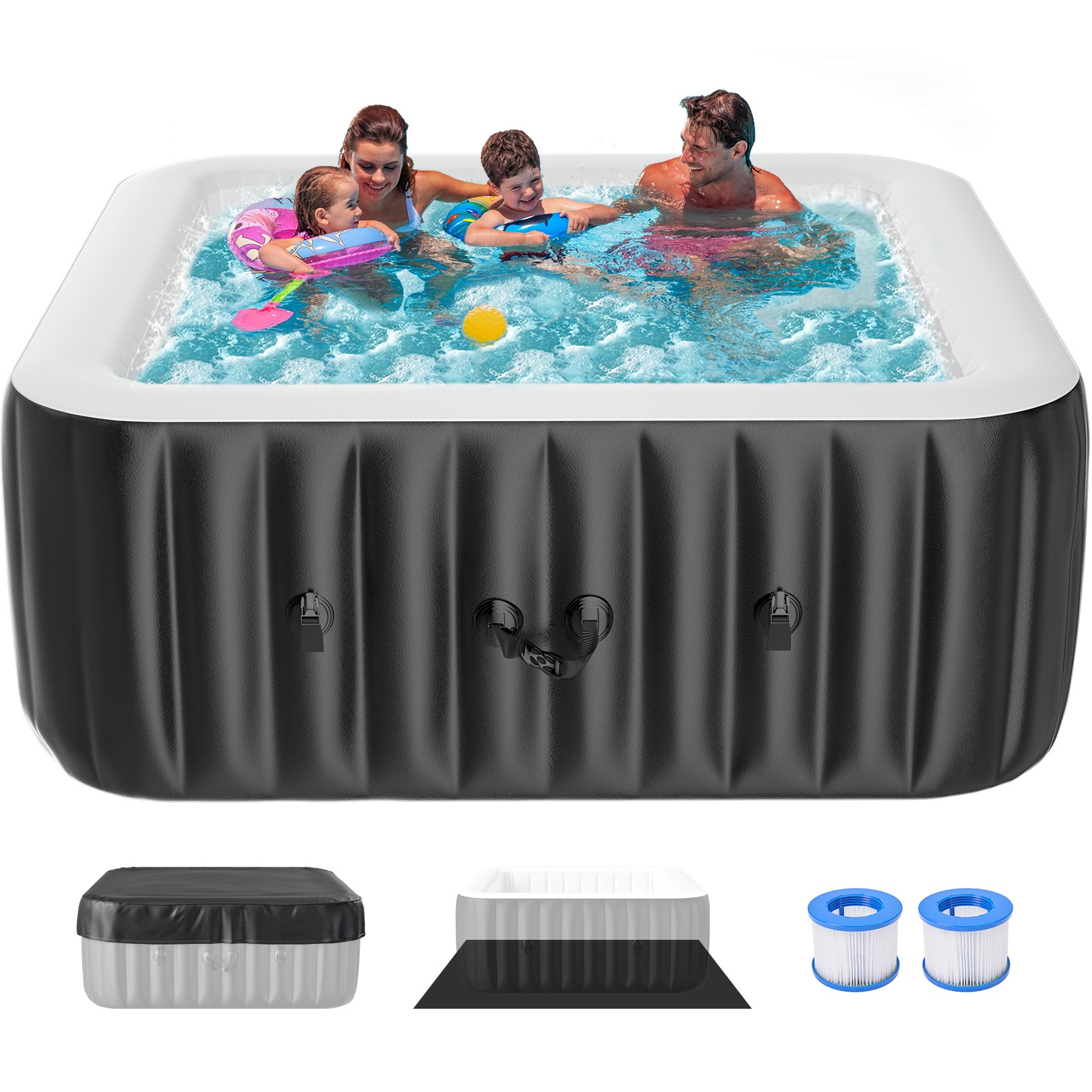 Ytaoeo Inflatable Spa 4-6 Pers Hot Tub 240 Gal with 130 Air Jets, 73”X73”X25”